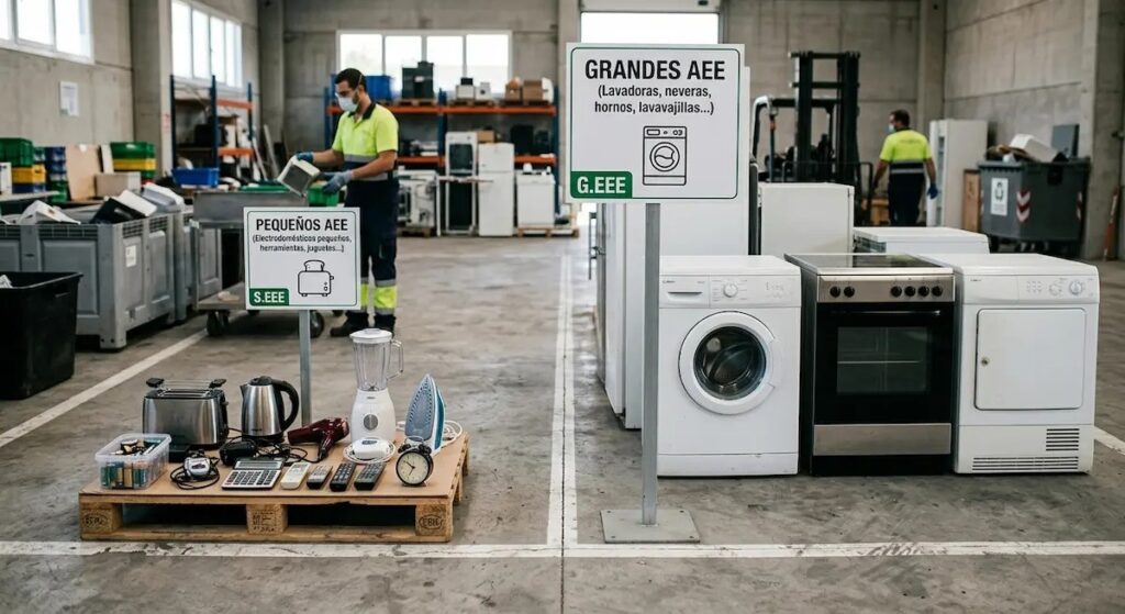Diferencia entre grandes y pequeños aparatos eléctricos y electrónicos